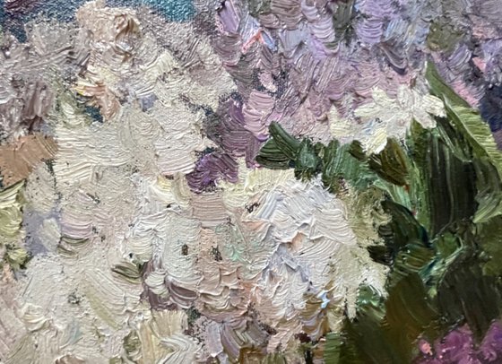 Spring still life with ornamental fabric