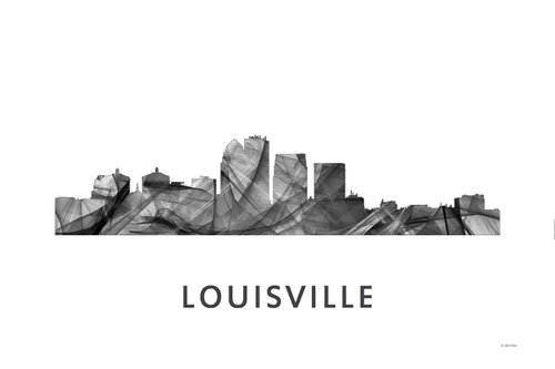 Louisville Kentucky Skyline WB BW by Marlene Watson