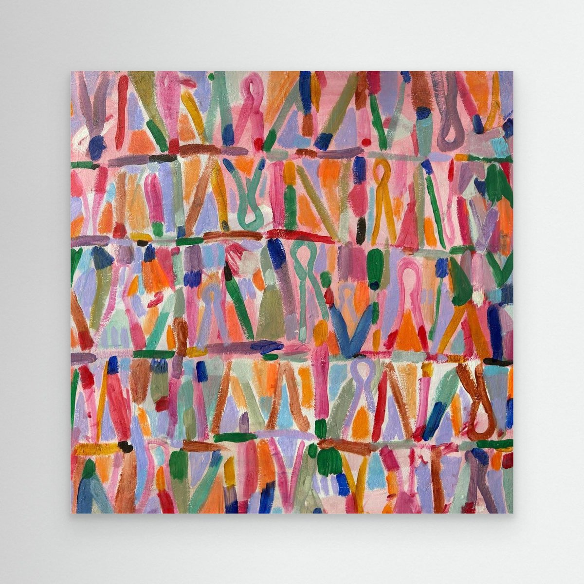 Abstract Acrylic Painting By Pk Roberton, 31 X 31", Colourful Life, Original Artwork