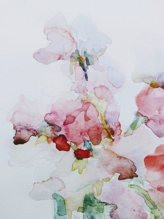 Sweet pea. Original watercolour painting 2021.