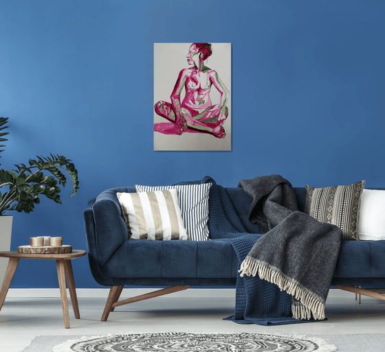 Pink Female seated nude