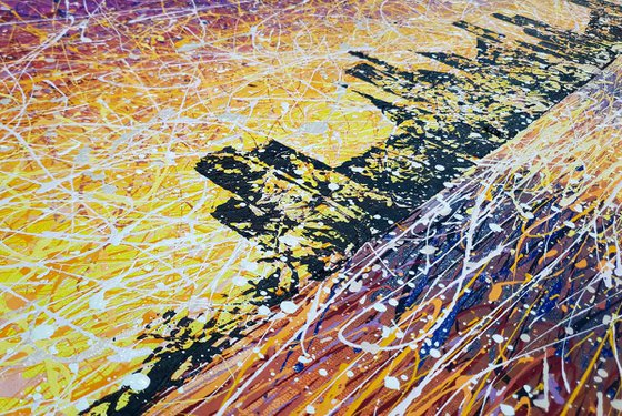 Sunset in New York city  Evening lights  ROLLED  37" x 76"  /90 x 195 cm.