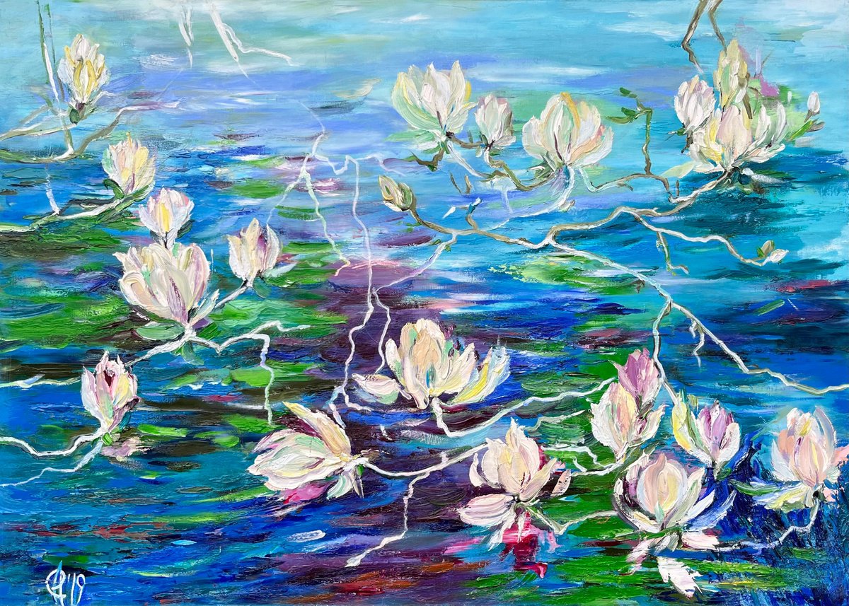 Abstract Botanical Oil Painting By Svitlana Andriichenko, 28 X 20", Depth Of Consciousness, Original Artwork