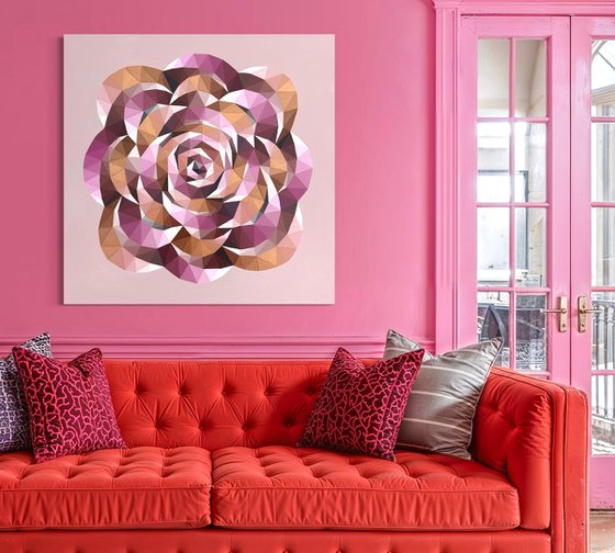 GOLD AND PINK CRYSTAL ROSE