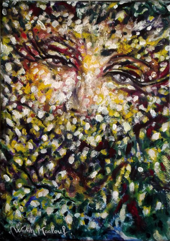 FOLIAR FEMININ LOOK (Foliar Portray) - Illusionistic figure-Extracting shapes and forms from Lebanese nature - 50x70 cm