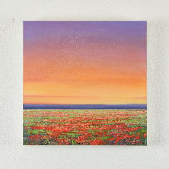 Red Poppy Field - Blue Sky Landscape