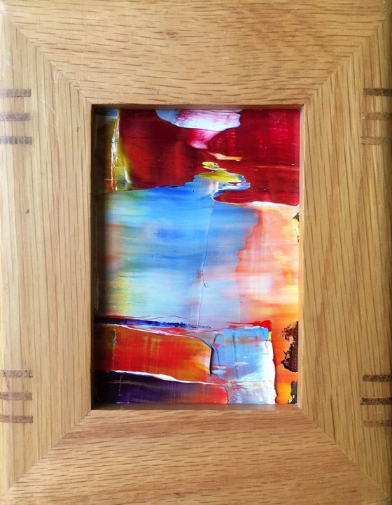 "Sunrise To Sunset" -  Original PMS Micro Painting On Glass, Framed - 6 x 7.5 inches