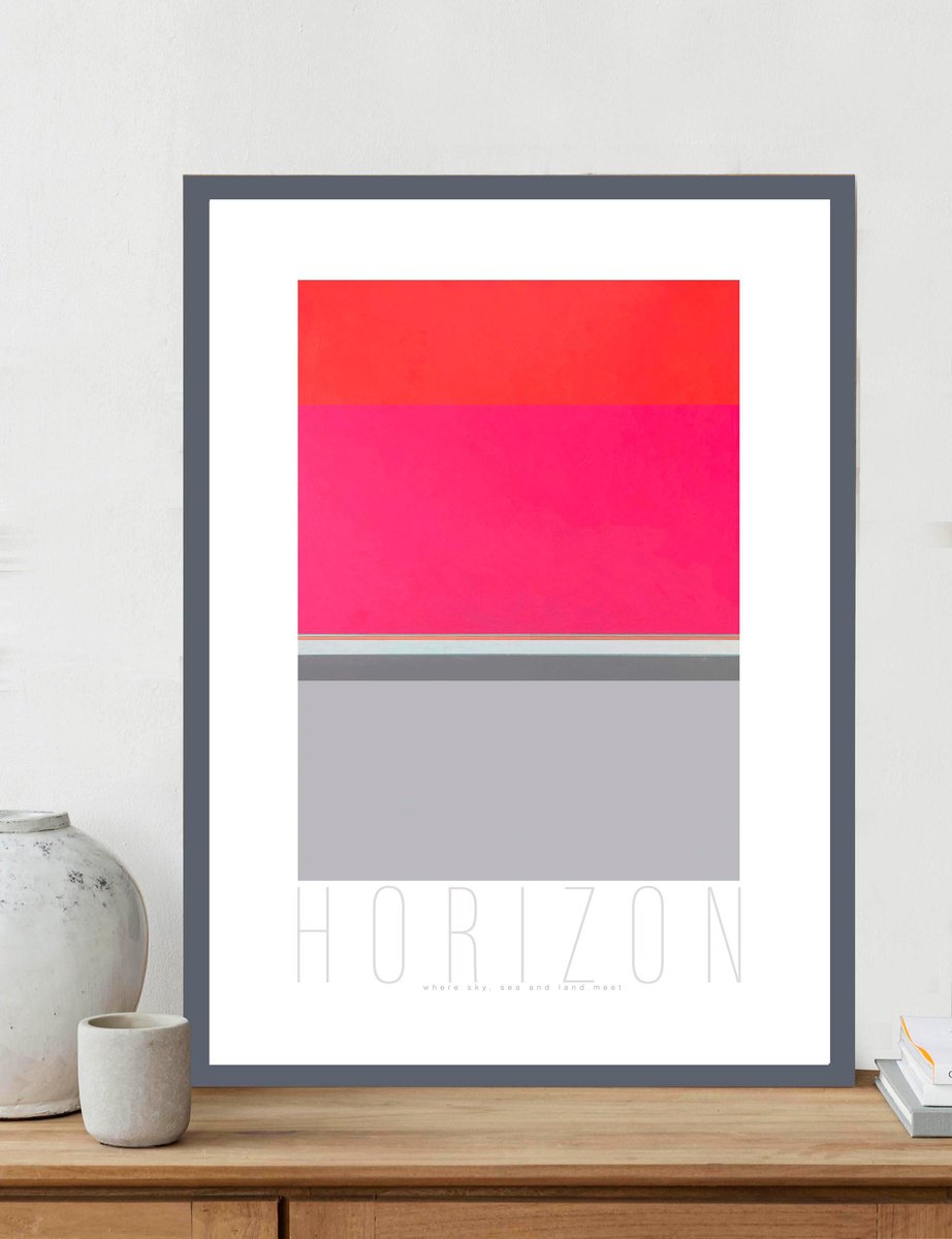Geometric Abstract Giclee Print By Adrian Bradbury, 24 X 34, Horizon Sunset, Original Artwork