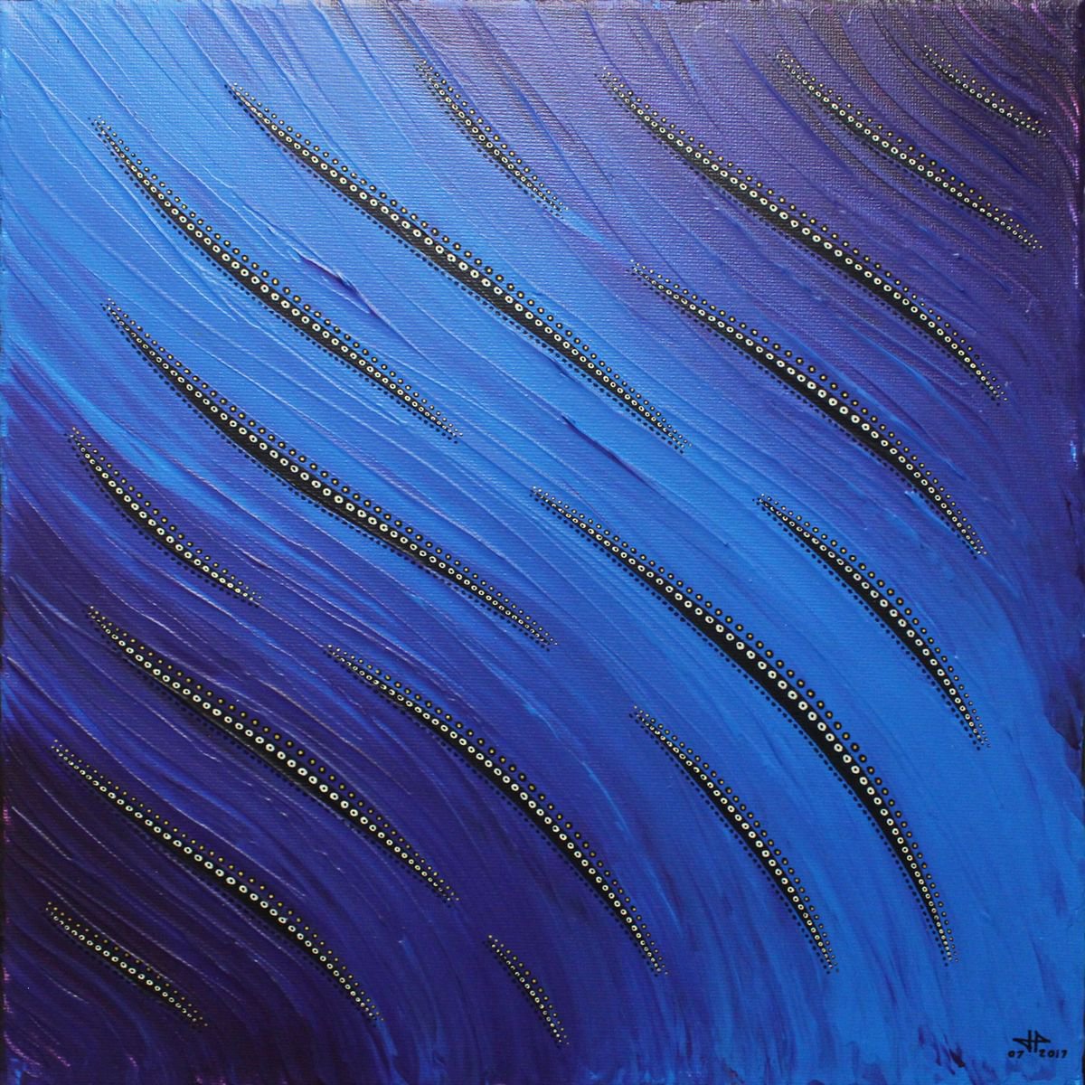 Abstract Acrylic Painting By Jonathan Pradillon, 12 X 12, Blue Fluidity, Original Artwork