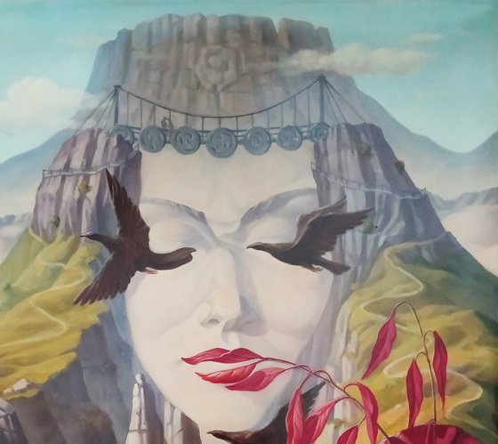 The queen of the mountains  60x80cm, oil painting, surrealistic artwork