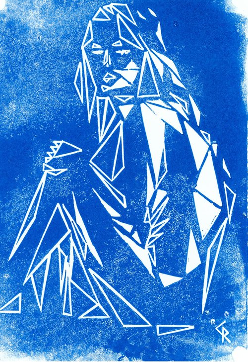 Small Triangles 1 blue - abstracted nude by Reimaennchen - Christian Reimann