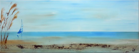 Peaceful Sea  - Abstract Art - Acrylic Painting - Canvas Art - Framed Painting - Abstract Sea Painting - Ready to Hang