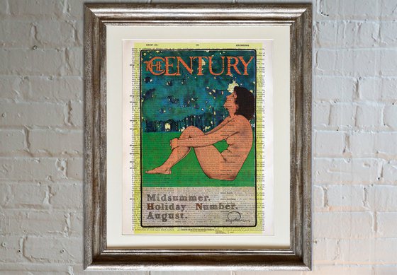 The Century - Collage Art Print on Large Real English Dictionary Vintage Book Page