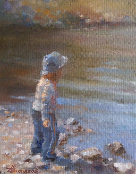 Playing by the water (8x10'') ("Childhood" series)