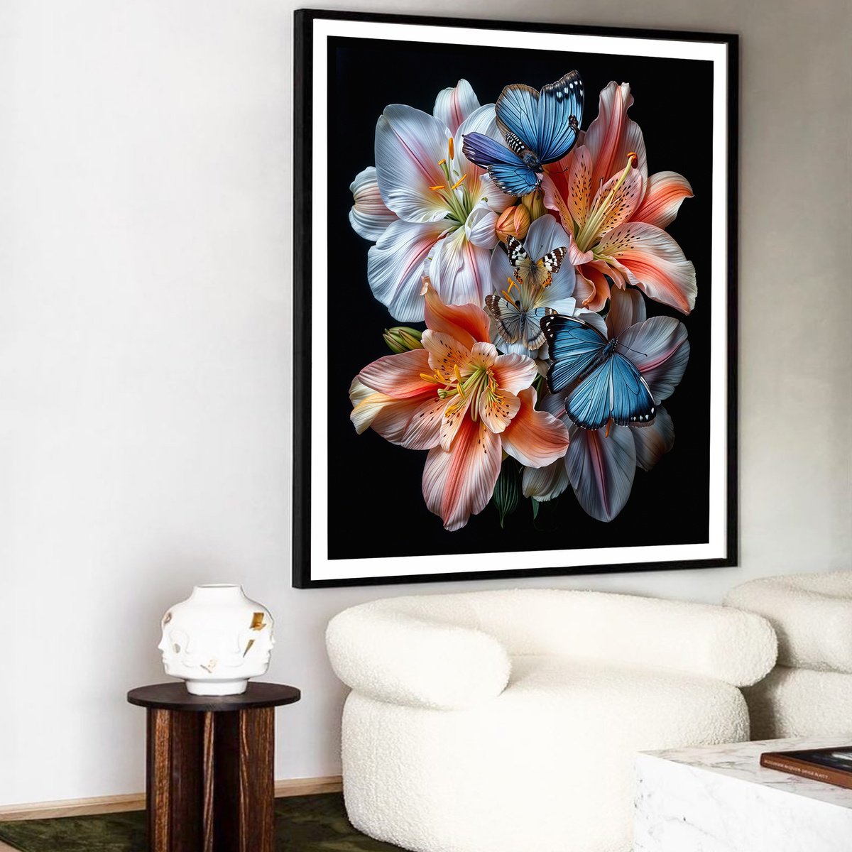 Photorealistic Botanical Photograph By Michael Filonow, 32 X 32", Butterfly Garden 4, Original Artwork