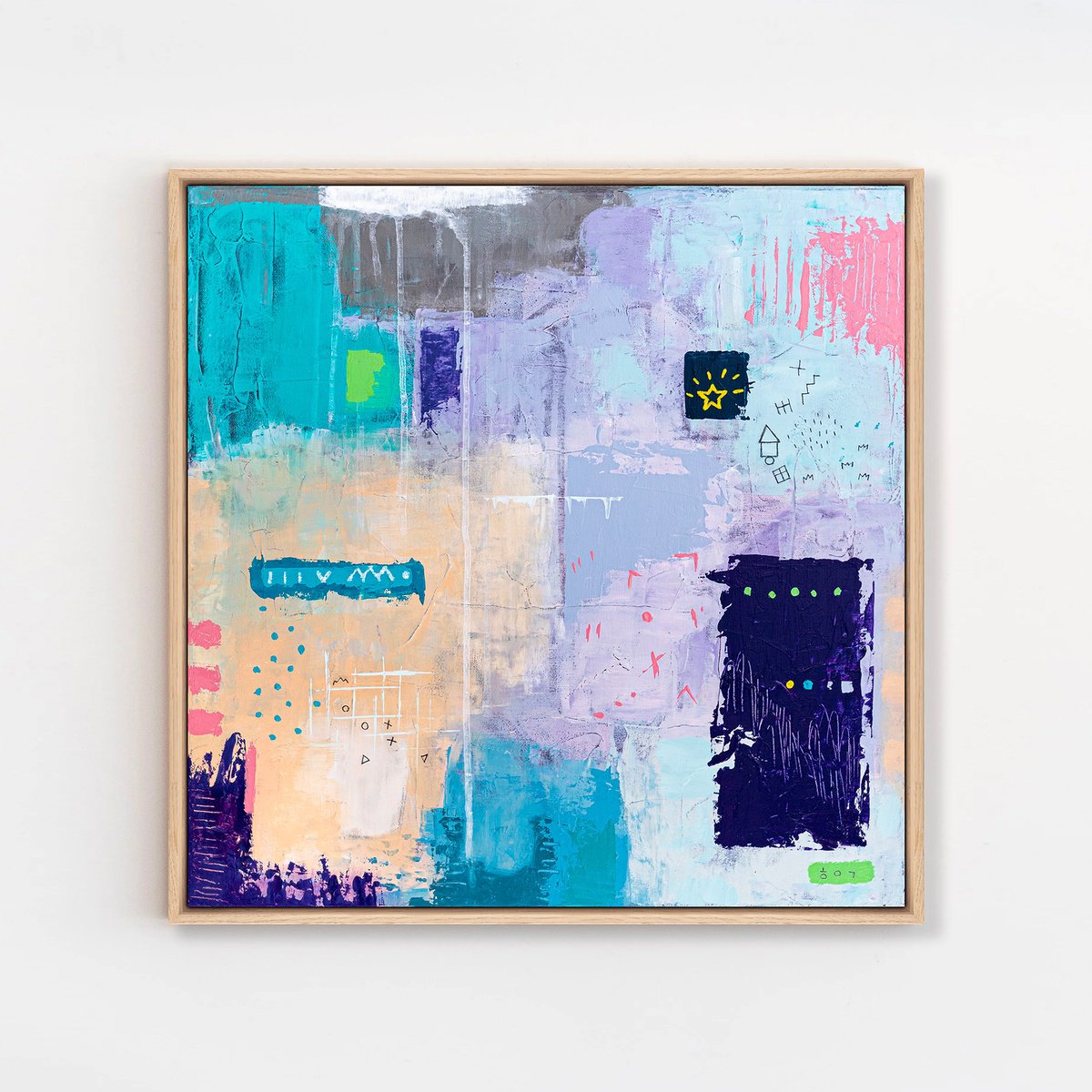 Abstract Acrylic Painting By Hyunah Kim, 21 X 21, Violae, Original Artwork