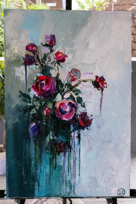 Red Rose Impasto Wall Art