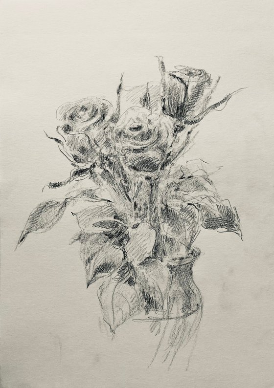 Roses #1 2019. Original charcoal drawing