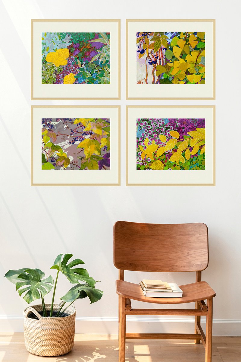 Expressive Landscape Acrylic Painting By Margot Raven, 31 X 24", Autumn Color, Original Artwork