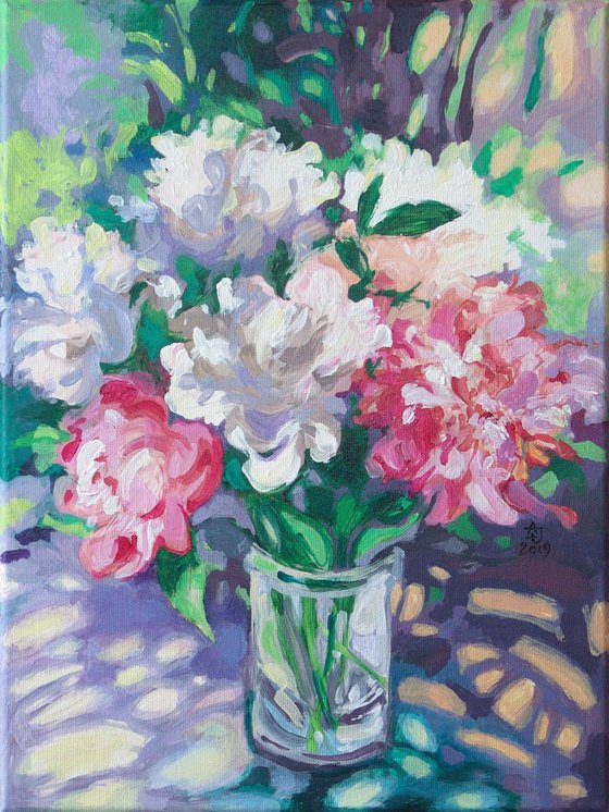 Peonies in the sun 30x40 cm