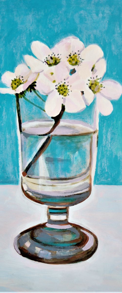 White flowers in vase / 70 x 55.5 cm by Alexandra Djokic