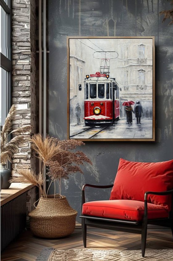 Red Tram in Istanbul Turkey