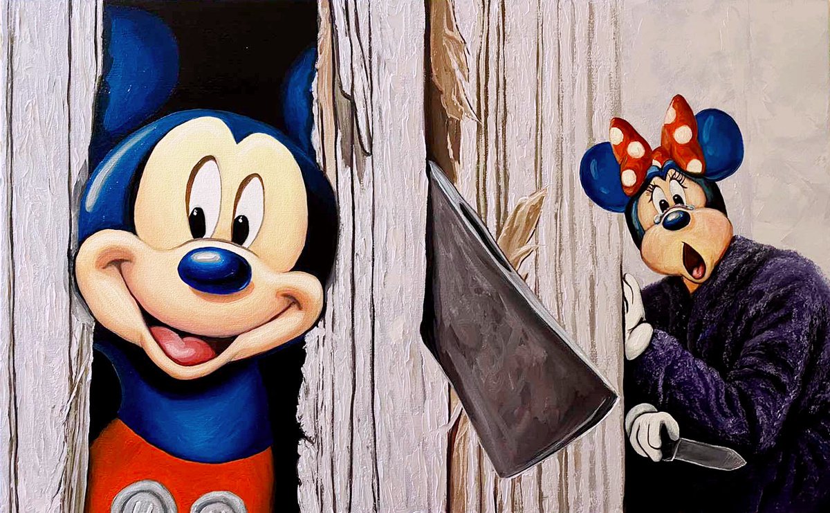 Impressionistic Animal Oil Painting By Elena Adele Dmitrenko, 32 X 20, The Shinning Mickey, Original Artwork