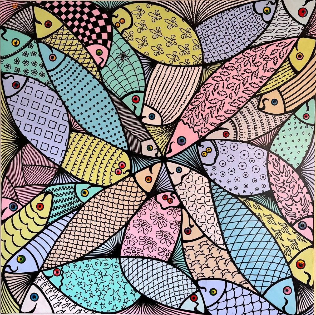 Acrylic Painting , Kettle Of Fish By Lena Smirnova, 31 X 31, Artwork For Sale On Artfinder