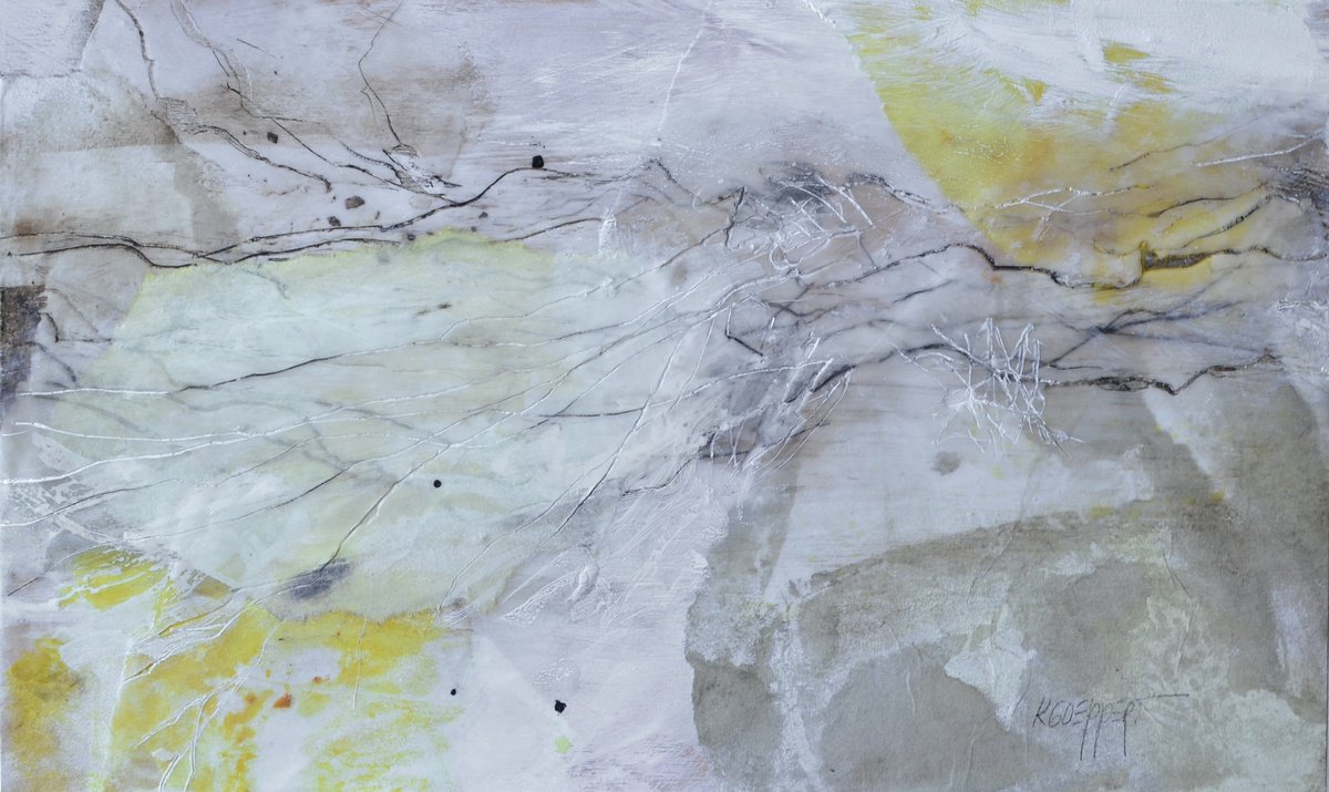 Organic Landscape Acrylic Painting By Karin Goeppert, 20 X 12", Chavez Ravine, Original Artwork