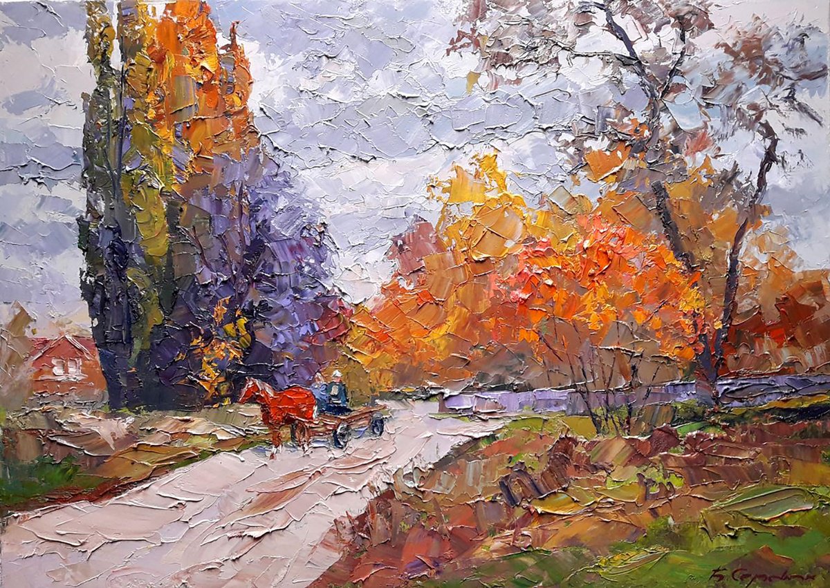 Oil painting Autumn evening Serdyuk Boris Petrovich nSerb846 by Boris Serdyuk