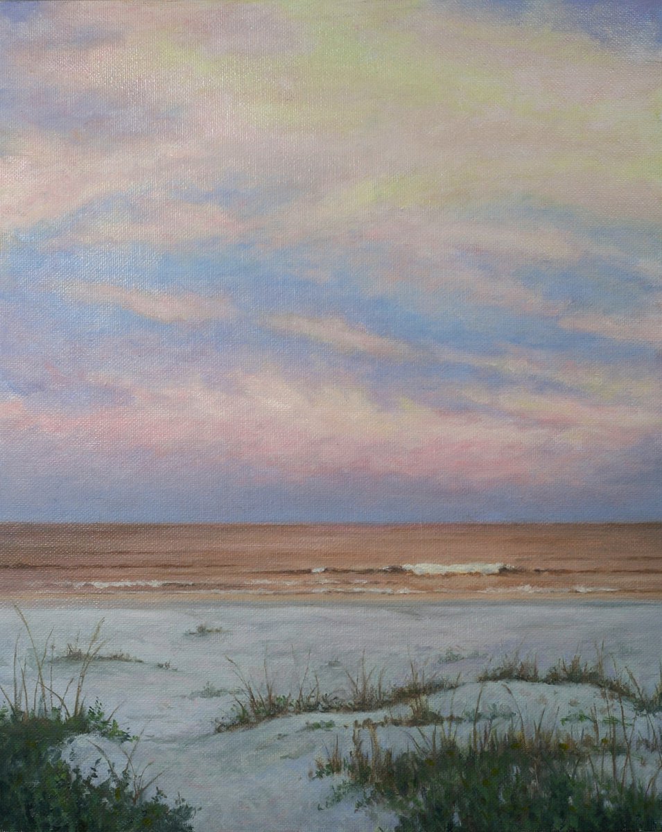 Impressionistic Landscape Oil Painting By John Fleck, 11 X 14, St. Augustine Beach Scene, Original Artwork