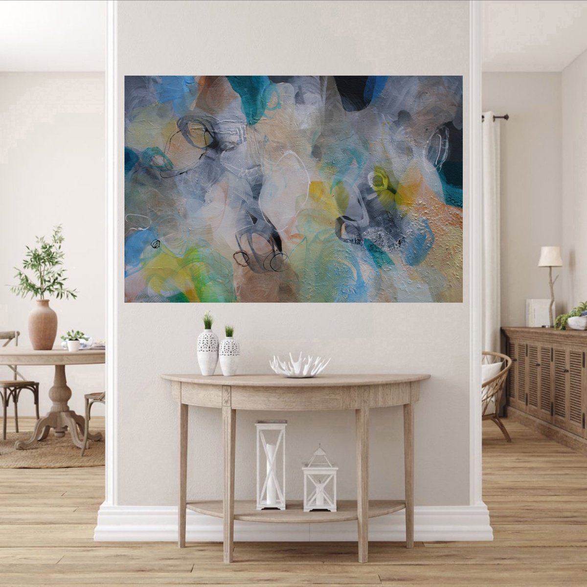 Abstract Acrylic Painting By Susan Wooler, 30 X 20", My True Self, Original Artwork