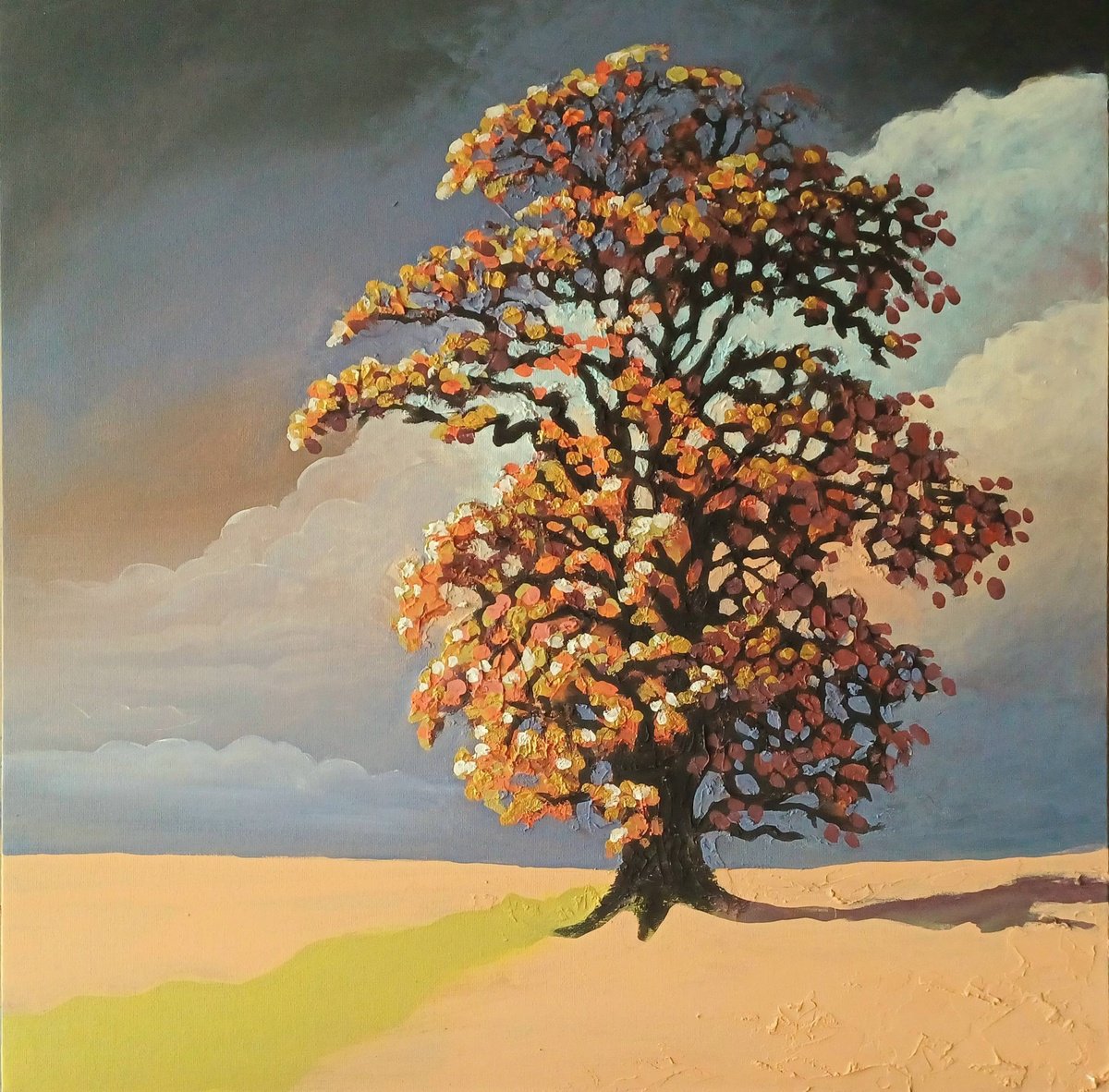 Surrealistic Acrylic Painting , Majestic Autumn Glory By Jo Van Kampen, 20 X 20, Artwork For Sale On Artfinder