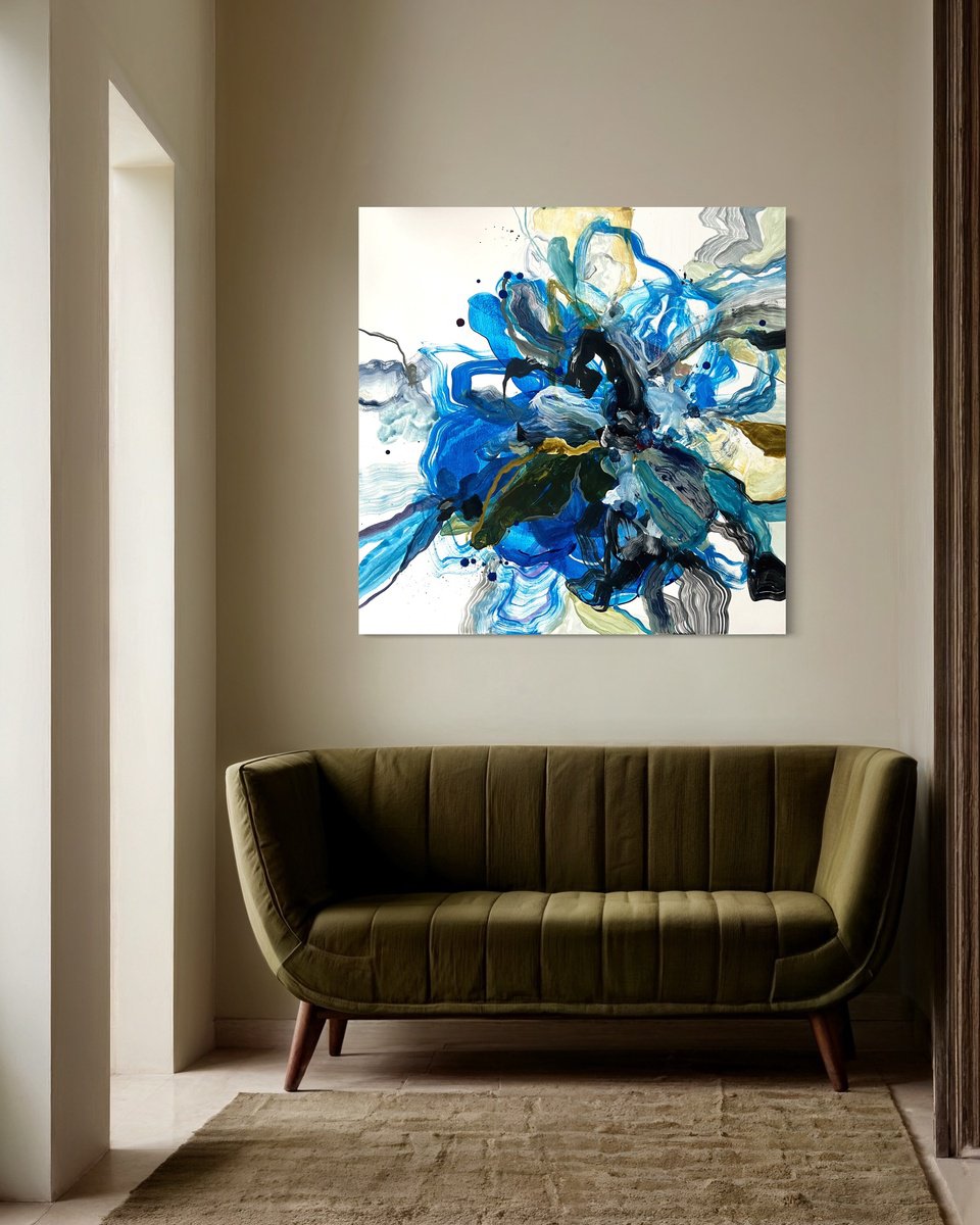 Abstract Botanical Painting By Maria Esmar, 39 X 39", Lately, Original Artwork