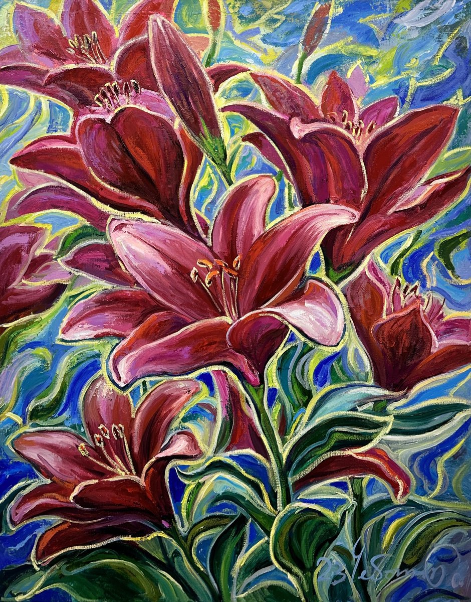 Impressionistic Botanical Oil Painting By Andrii Chebotaru, 37 X 47, ?????, Original Artwork