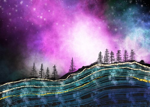 Aurora borealis trees by Stuart Wright