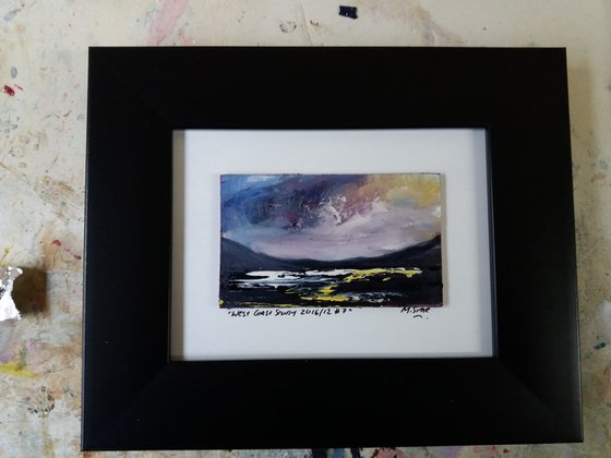 West Coast Study- 2016/12 #7- View to Skye - Scottish Isles - Small Framed Oil Painting 14 x 9.7cm (5.5 x 3.81 Inches)