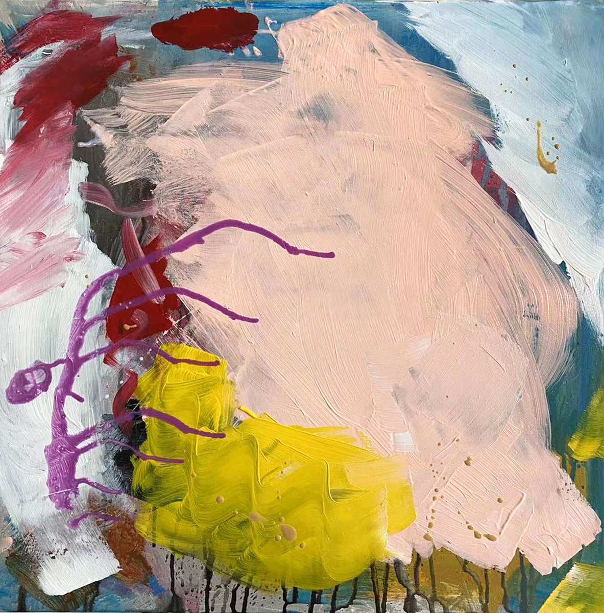 Abstract Acrylic Painting By Jianzhe Chon, 24 X 24, Abstract, Original Artwork