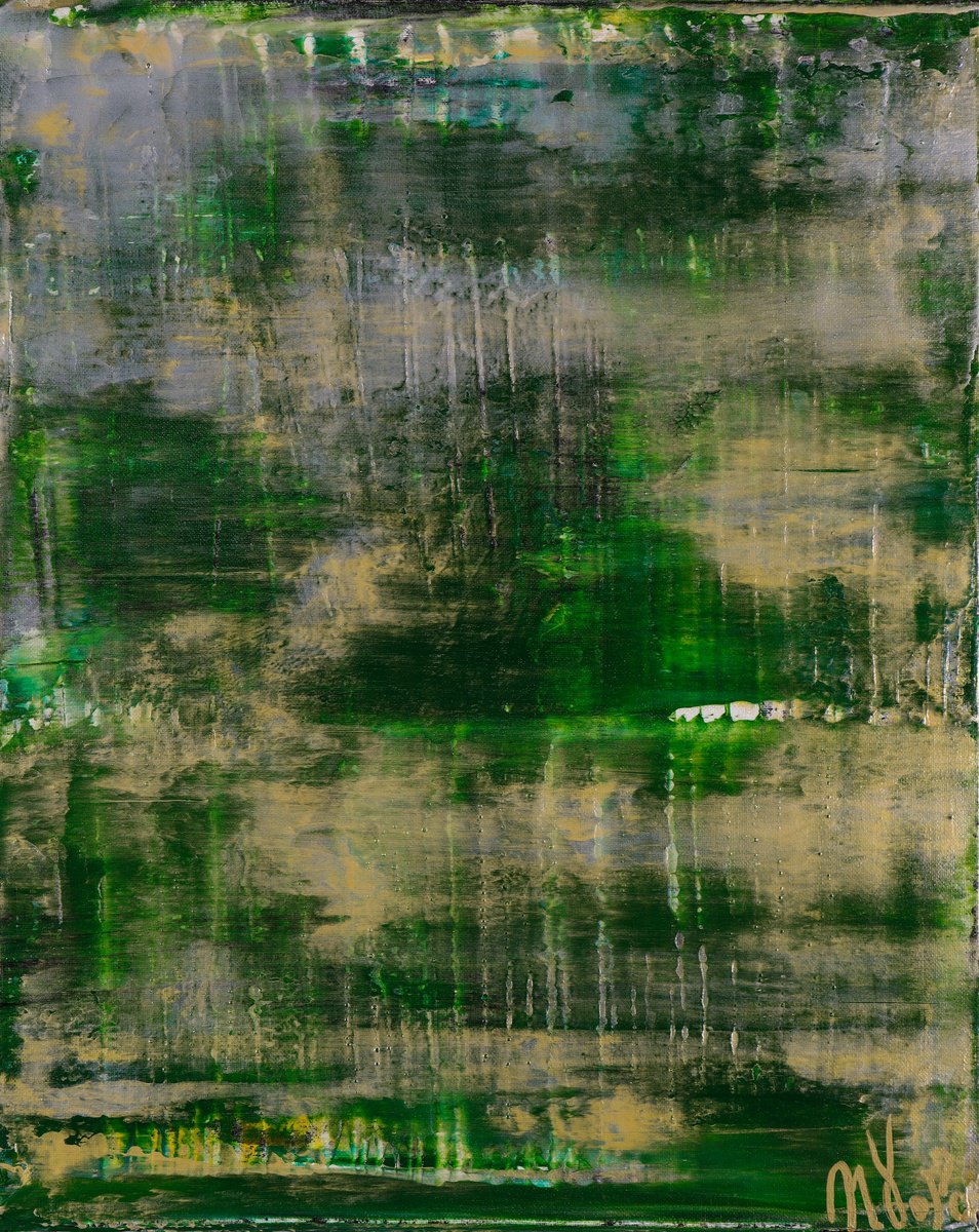 Abstract Acrylic Painting By Nestor Toro, 16 X 20", Green (London To Dublin), Original Artwork