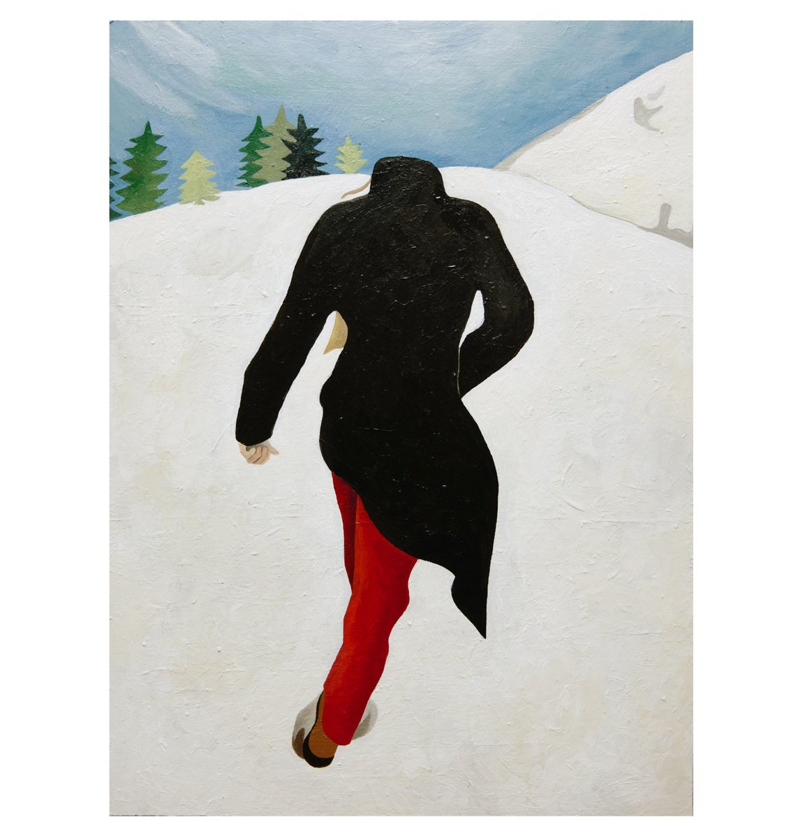 Expressive Portrait Acrylic Painting By Young Park, 13 X 18", A Windy Day, Original Artwork