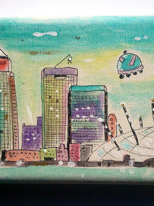 Graphic Canary Wharf and O2 by Maria Luisa  Azzini