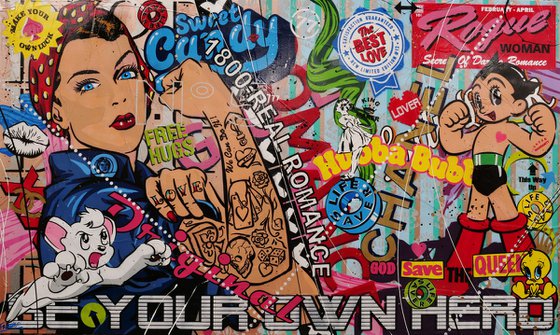 Be Your Own Hero - Rosie 150cm x 250cm Rosie The Riveter Textured Urban Pop Art