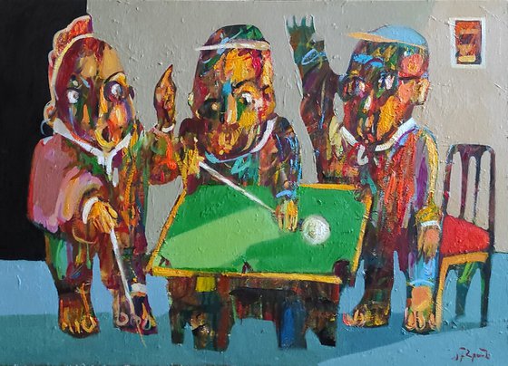 Billiard (50x70cm, oil painting, ready to hang)