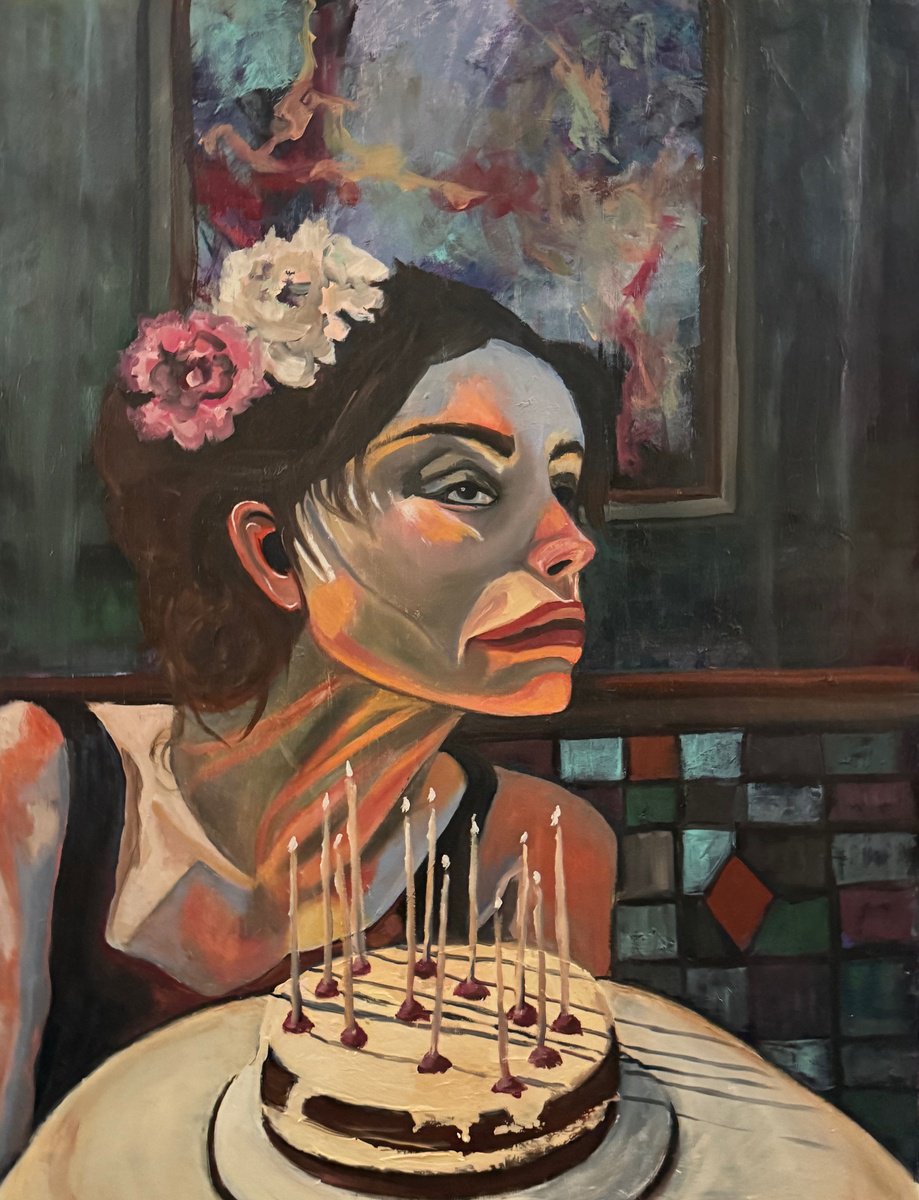 Impressionistic Portrait Oil Painting By Lola Jovan, 23 X 31", How To Look At Things, Original Artwork