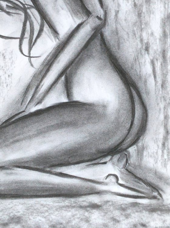 Woman Nude charcoal artwork