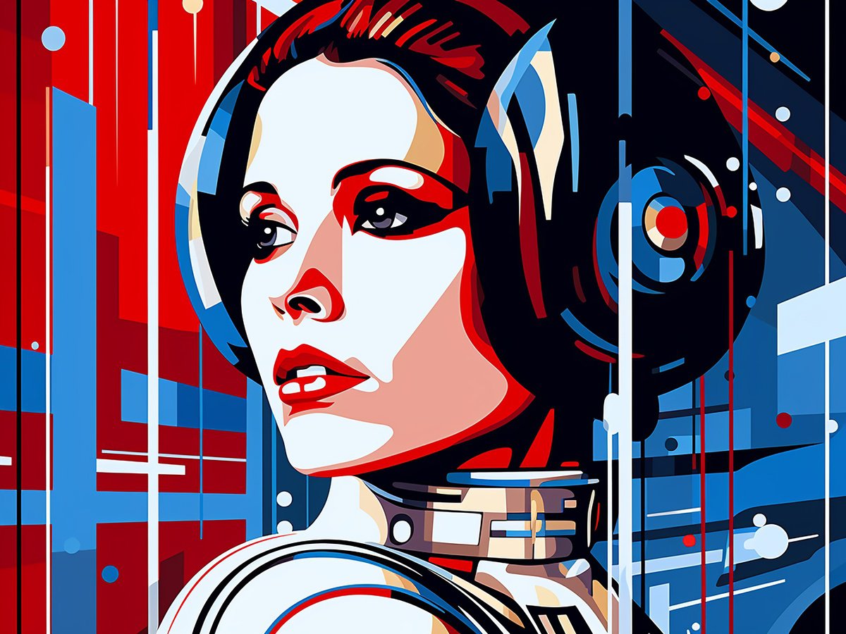 Impressionistic Portrait Acrylic Painting By Kosta Morr, 31 X 24", Princess Leia Ii, Original Artwork