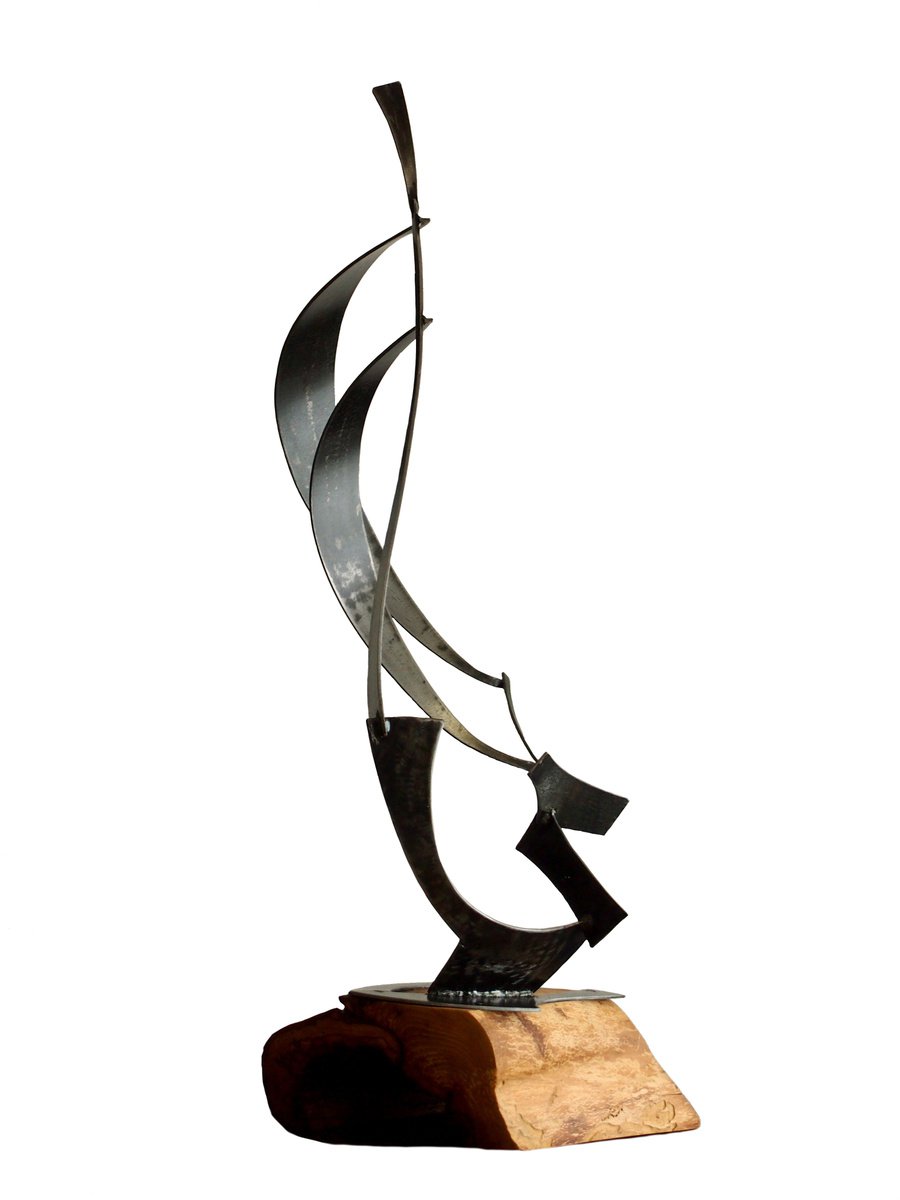 Impressionistic Transport Sculpture By Stevlin Yovchev, 18 X 34", "Sailboat", Original Artwork