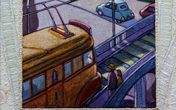 AT THE TRAM STOP