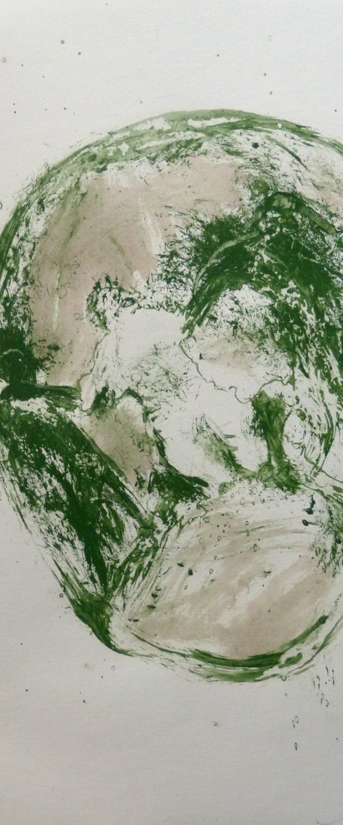 Green Mood 17, acrylic on paper 29x41 cm by Frederic Belaubre