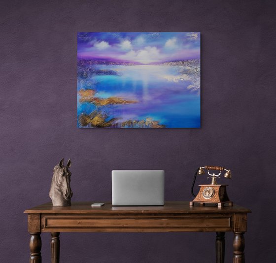 A XL large beautiful modern semi-abstract seascape painting "Miracle moment"